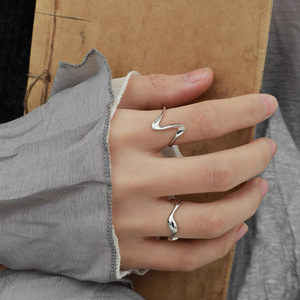 S925 Sterling Silver Irregular Wave <b>Ring</b> Polished Minimalist <b>Open</b> Design For Women Everyday Wear - Product Image 5