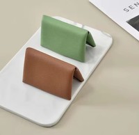 Dompet Koin Kulit Fashion, Dompet Lipat Kreatif dengan Kancing, Dompet Minimalis Kulit Asli, Tempat Kartu