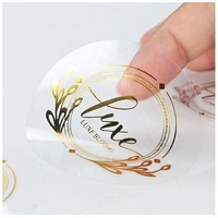 Étiquettes adhésives personnalisées, imperméables, durables, transparentes, couleur or de luxe, autocollants à chaud pour l'emballage