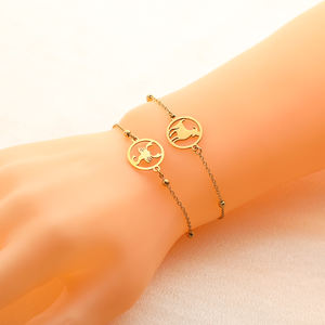 Bracciale Artigianale Placcato Oro a Forma di Pesce, Aragosta e Granchio, Impermeabile in Acciaio Inox con i Dodici Segni Zodiacali - Product Image 2