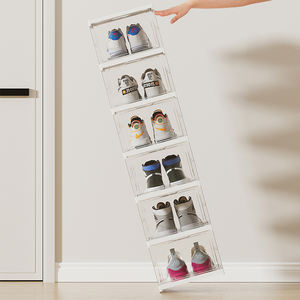 Organizador de caja de zapatos plegable multifuncional de plástico transparente moderno personalizado fácil de limpiar para guardar variedad de zapatos en la sala de estar - Product Image 2