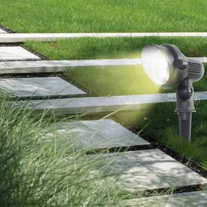 カラフルで明るい調光可能な芝生ライト強化ガラスアルミニウムIP67屋外ライトガーデンフラッドライトRgbw景観ライト