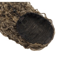 Perruque queue de cheval pour femmes africaines, bonnet en maille à cordon de serrage, cheveux bouclés profonds, fibre synthétique, filet élastique, pour le commerce transfrontalier
