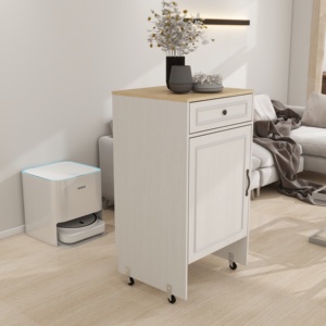 Robot Vacuum Stand Cabinet with Wheels Sweeping Robot Storage Rack with Doors and <b>Drawers</b> <b>Side</b> <b>Table</b> for Living Room Home - Product Image 2
