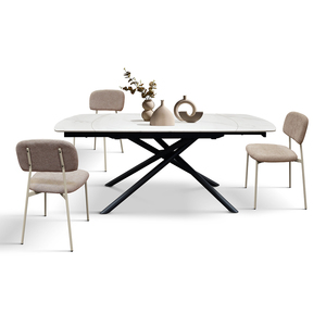 Mesa Extensible Giratoria Achille de Cerámica con Base de Metal Blanco para Comedor Interior - Product Image 3