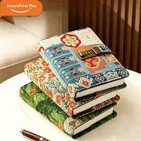 Carnet de notes vintage B6 en tissu floral avec serrure à combinaison, stylo, pochette, logo personnalisé, cadeau, journal intime pour femmes, bureau, voyage
