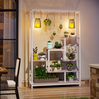 Tribesigns chaud grand en bois 6 crochets suspendus affichage polyvalent balcon intérieur métal Patio plante fleur étagère support
