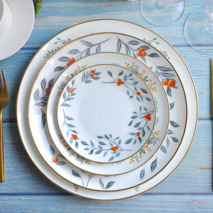 <span class=keywords><strong>Platos</strong></span> de <span class=keywords><strong>porcelana</strong></span> dorados más populares para la cena, vajilla de cerámica usada para restaurante de boda - Product Image 6