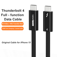 A390 Tipo-C Thunderbolt4 Cable Coaxial Carcasa de aluminio Malla de algodón Trenzado Exterior Macho a macho USB Función completa para Apple 8K