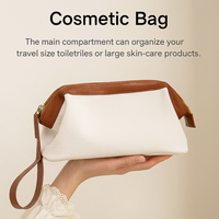 Sac à cosmétiques en cuir de grande capacité personnalisable en gros avec fermeture à glissière, matériau PU, organisateur de cosmétiques durable pour les voyages