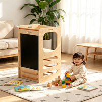 Tours d'escalade en bois Montessori pour enfants avec toboggans, tour d'apprentissage pliable et réglable, marchepied d'aide en cuisine Montessori