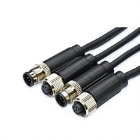 Connecteur M12 Aviation Droit 2-8 Broches Mâle/Femelle Étanche pour Câble Capteur PVC Ignifuge Laiton Plaqué Or 2A4A