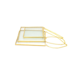 Photo à fleurs pressées vintage en métal double <span class=keywords><strong>laiton</strong></span>, <span class=keywords><strong>cadre</strong></span> en verre doré, transparent - Product Image 3