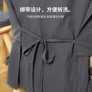 Juego de fundas para sillas de lino y algodón, color sólido, rectangulares, lavables a máquina, para muebles de comedor del hogar - Product Image 5