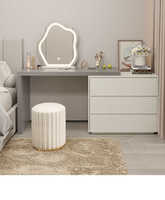 Table de toilette moderne en bois de luxe avec miroir éclairé pour chambre à coucher, salon, appartement, hôtel