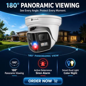 กล้องคู่ 8MP 180 °   กล้องพาโนรามาพร้อมระบบป้องกันอัจฉริยะ แสงคู่ เสียงสองทาง และช่องใส่การ์ด TF เพื่อการครอบคลุมพื้นที่กว้างขวาง - Product Image 1