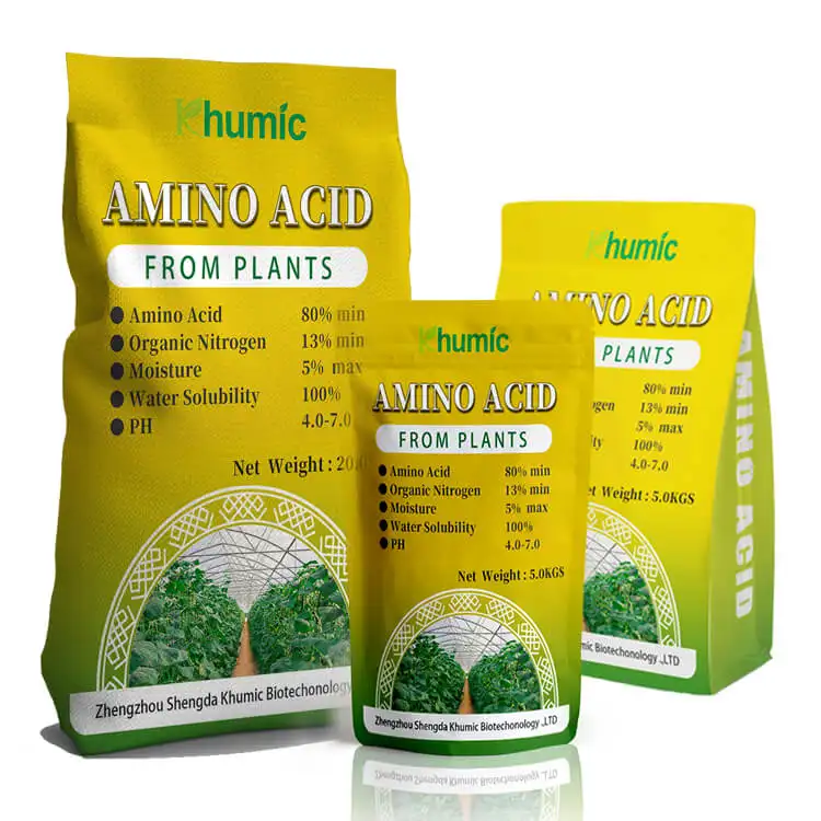 Fertilizante orgánico NPK de aminoácidos 100% Fertilizante soluble en agua Polvo amarillo de aminoácidos de alta calidad para cultivos