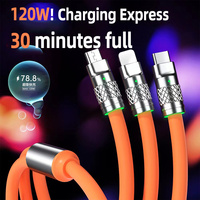 Pengisi daya silikon 3 in 1, kabel Data 3A pengisian daya Super cepat transmisi Data dapat digunakan untuk ponsel Android tipe-c