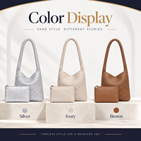 Sac fourre-tout 2-en-1 en cuir PU tressé pour femmes, sacs à bandoulière grande capacité, sacs à main pour femmes, sac à main personnalisé avec logo, vente en gros