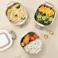 Stapelbare 316 Edelstahl Thermische Fachbox für Mittagessen/Snacks, 3-stöckiger Isolierter Bento-Lebensmittelbehälter mit Besteckset, Mikrowellengeeignet