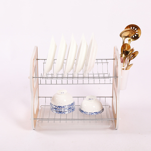 Kitchen Unique Metal Stainless Steel 2 Tier Roll Up Dish Drying Rack Double Sink kitchen Storage Dish Drainer Rack