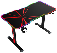 Bureau d'ordinateur ergonomique avec cadre en métal, hauteur réglable, bureau de jeu avec éclairage RVB