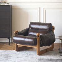 Fauteuil en cuir véritable pour petit espace intérieur, moderne et confortable, idéal pour appartement, chambre, balcon, école, maison