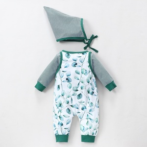 Conjunto de Ropa para Bebé Unisex de 3 Piezas, Estilo Casual a Rayas, Transpirable, Camiseta de Manga Larga + Mameluco sin Mangas + Gorro, 0-18 Meses - Product Image 4