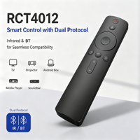Télécommande double mode IR BLE pour téléviseur et projecteur RCT4012 OEM ODM, 12 touches en silicone, piles 2AAA, code dédié, logo personnalisé