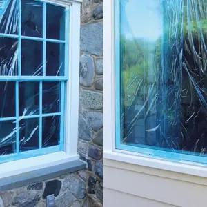 Самоклеящаяся защитная стрейчевая пленка для оконного стекла, с защитой от УФ-излучения, синего цвета