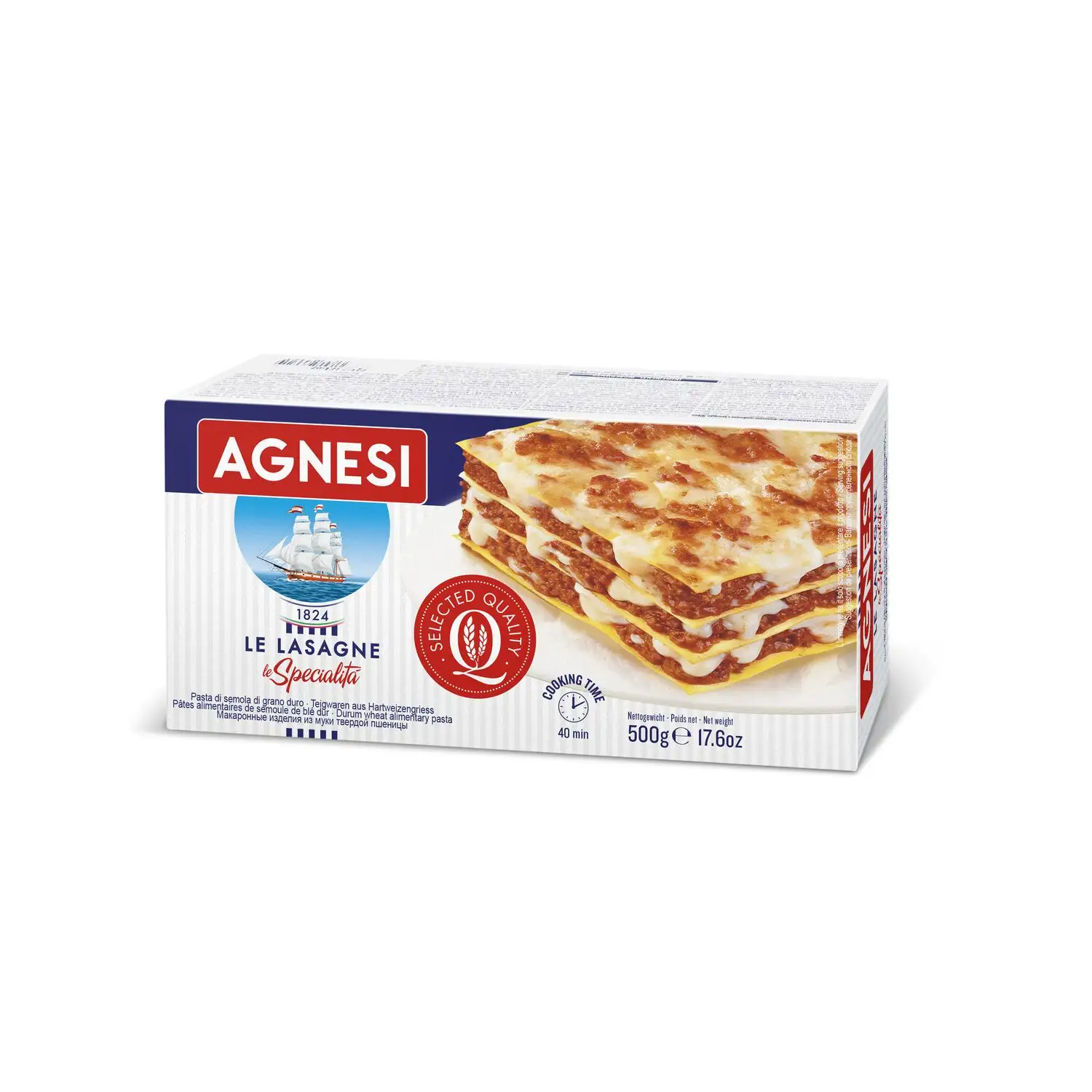 Premium-Produkt Lasagnen-Schichten - AGNESI Semola 500G blaue Schachtel - italienische Handwerkskunst auf ihrem besten