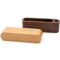 Base en bois poli décoration de Table de bureau carte de visite personnalisée et porte-stylo support produits en bois personnalisés