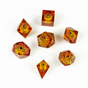 Dés polyédriques personnalisés avec dragon roulant globe oculaire à l'intérieur de la résine DND RPG 7 pièces par ensemble jeu de société dés à noyau liquide à bords tranchants - Product Image 3