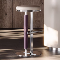 Tabouret de bar design de luxe léger en acier inoxydable, chaise haute de comptoir pour la maison, l'hôtel, la salle à manger et le sous-sol