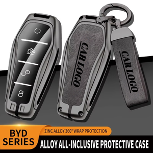 Funda de Cuero para Llave de Coche BYD Atto 3, Han EV, Dolphin, Byd Song Plus EV, 4 Botones, Accesorios Metálicos, Soporte para Llave Inteligente - Product Image 2