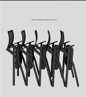 Chaise de bureau empilable et portable en métal, gain de place, avec tablette d'écriture et accoudoirs, design pliable pour conférences et formations