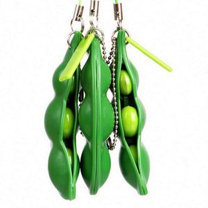 Pea Pod <b>Fidget</b> Keychain Toy Stress Relief Edamame Squeeze Novelty Decompression Gift for Promotions - Product Image 4