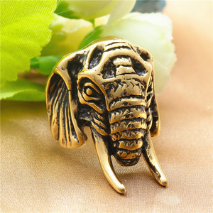 <b>Elephant</b> Ring Men's Retro Gold Stainless Steel Animal Shape Jewelry <b>Gift</b> - Product Image 1