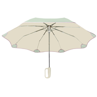 Parapluie de protection solaire UPF50+ automatique à 3 plis avec poignée à boucle annulaire, personnalisable avec logo, vente en gros, idéal pour femmes, étudiantes et activités de plein air