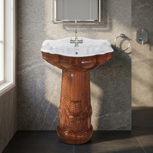 Fancy <b>Rustic</b> Blue Square Ceramic Pedestal Wash Basin Lavabo Set For Villa Mall <b>Bathroom</b> Modern Design - Product Image 2