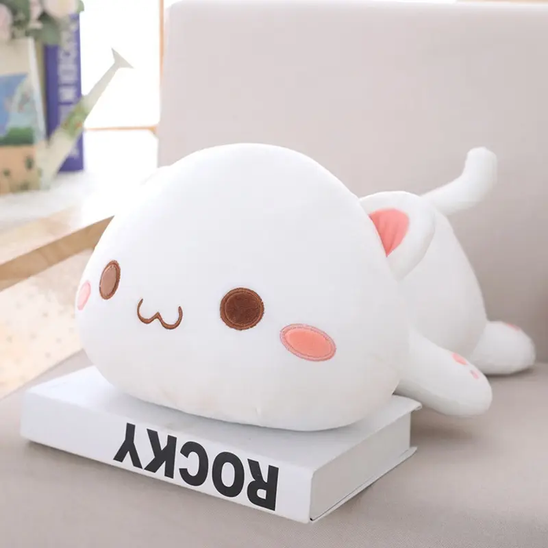 Beyaz kedi peluş yastık özel doldurulmuş & peluş oyuncak s hayvanlar kedi peluş oyuncak ucuz fiyat kedi dolması hayvan peluş oyuncak
