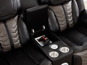 Canapé sectionnel inclinable en cuir en gros, canapé inclinable pour salon, ensemble de canapés multifonctionnels, noir + gris - Product Image 6