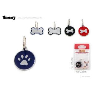Targhetta identificativa per animali domestici Yommy, design a forma di osso e zampa in metallo, 1,8-2,8 cm, per cani e gatti - Product Image 1
