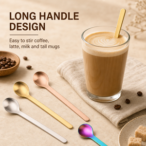 Lot de cuillères modernes en acier inoxydable 304, finition satinée, argent et or, pour café, dessert et glace - Product Image 3