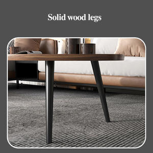 Precio barato escandinavo moderno mesa auxiliar de madera mesa de té para sala de estar bandeja redonda mesa de centro con pata de madera maciza - Product Image 5