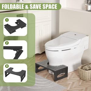 JQ Tabouret de toilette personnalisé antidérapant en bambou Tabouret pliable Repose-pieds pour adultes Salle de bain - Product Image 4