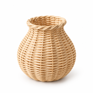 Cesta de Almacenamiento Multifuncional de Ratán Natural Ecológico Tejida a Mano con Asa Retorcida para Baño, Picnic, Recolección de Flores y Hogar - Product Image 3