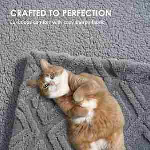 Manta de forro polar Jacquard Boho Sherpa para mantas de felpa peludas Súper suaves y acogedoras para cama, sofá, sala de estar, gris - Product Image 4