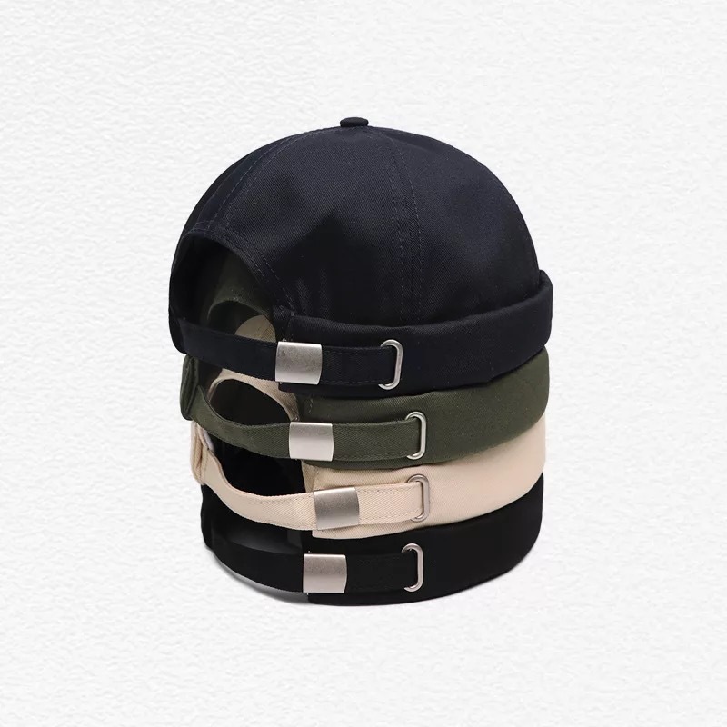 Casquette sans bord hommes sangle en cuir Docker casquette sans bord chapeau imperméable marin Denim crâne casquette sans bord