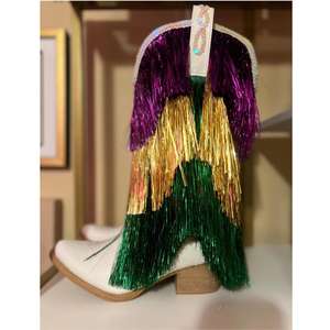 <span class=keywords><strong>Stivali</strong></span> da <span class=keywords><strong>Cowboy</strong></span> SHIKOL per Mardi Gras, <span class=keywords><strong>Stivali</strong></span> Alti al Ginocchio con Frange Scintillanti Viola, Oro, Verde, Punta a Spillo, <span class=keywords><strong>Stivali</strong></span> Western Personalizzati - Product Image 5